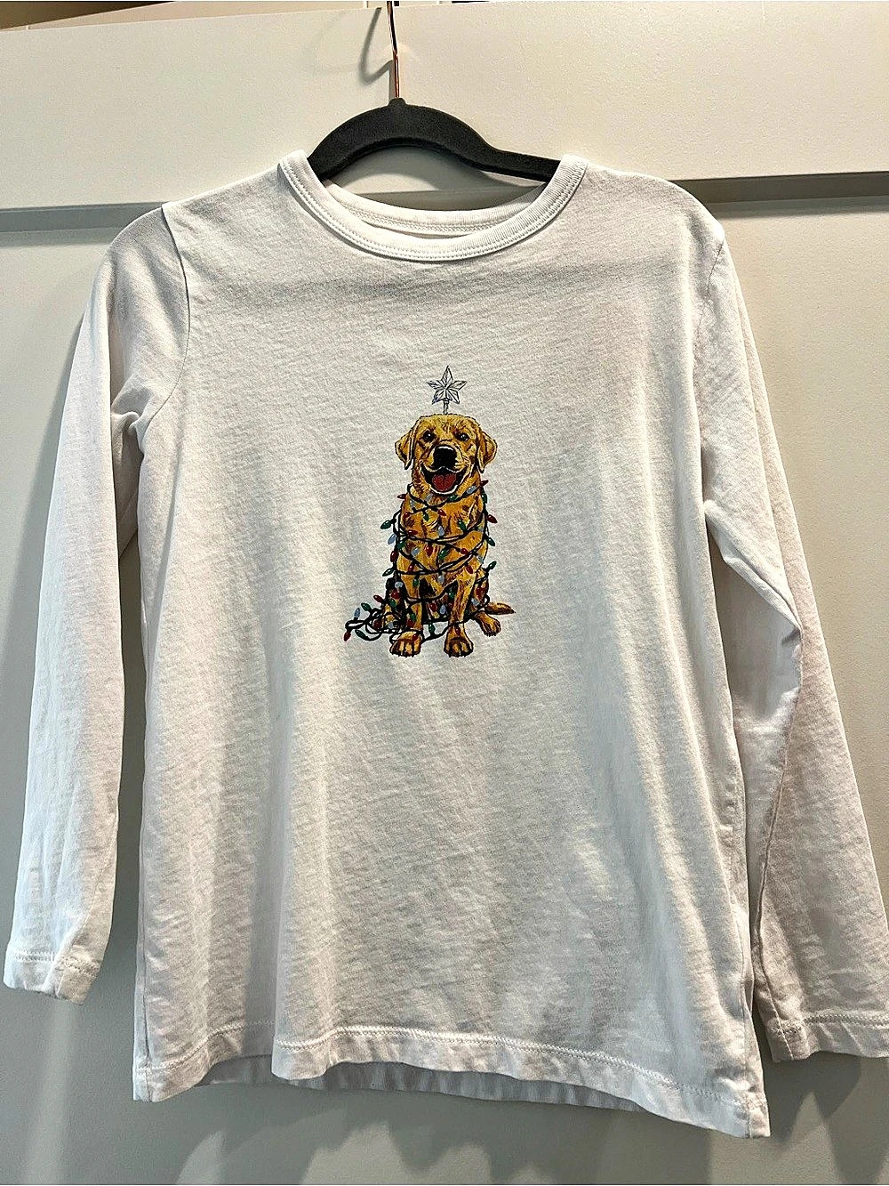 Long Sleeve Graphic Tee in White Size 6-7